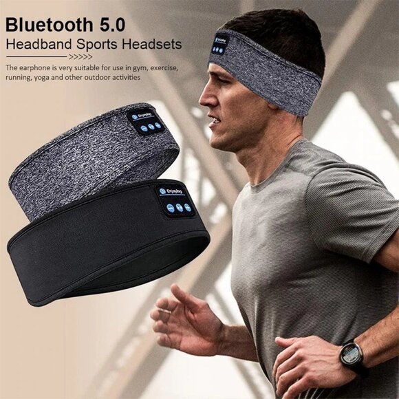 Sleep Bluetooth Headband/Eye Mask Headphones Side Sleeping Running Workout Soft - Picture 2 of 9